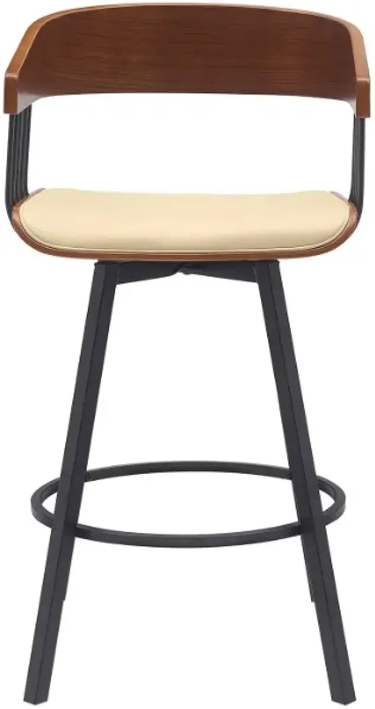 Armen Living Athena Black/Cream/Walnut Swivel Bar Stool