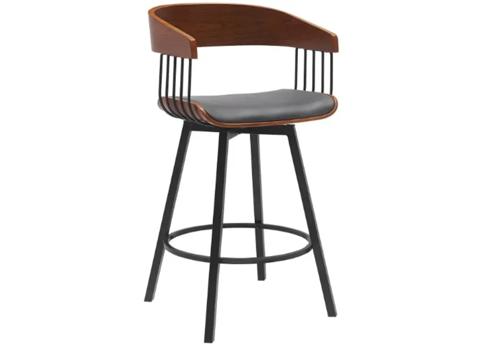 Armen Living Athena Gray/Walnut Swivel Counter Stool