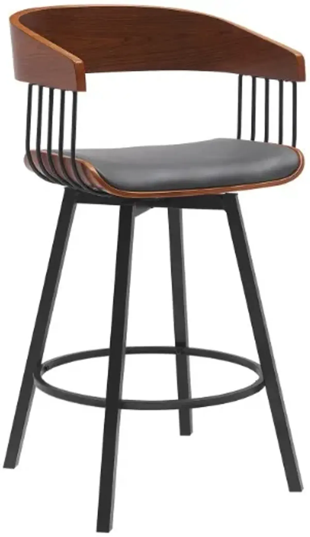 Armen Living Athena Gray/Walnut Swivel Counter Stool