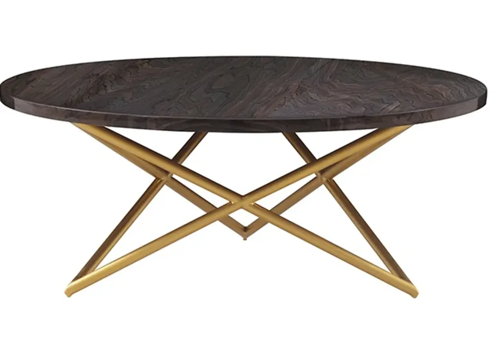 Armen Living Atala Brown Coffee Table with Brushed Gold Base