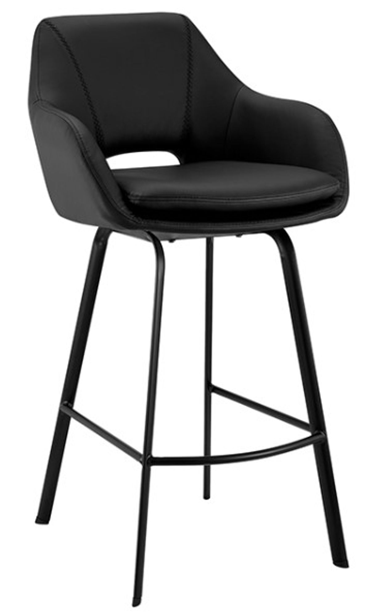 Armen Living Aura Black 26" Backless Swivel Counter Stool