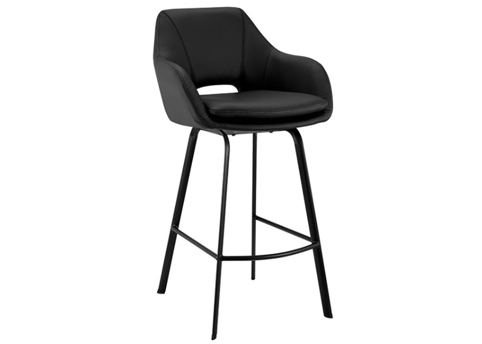 Armen Living Aura Black 26" Backless Swivel Counter Stool