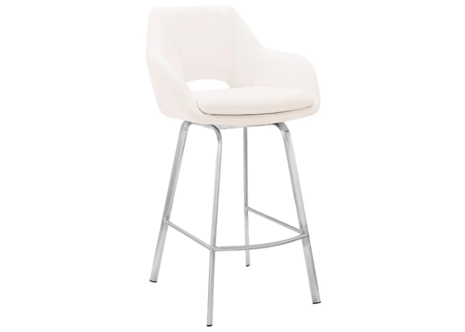 Armen Living Aura White 26" Swivel Counter Stool