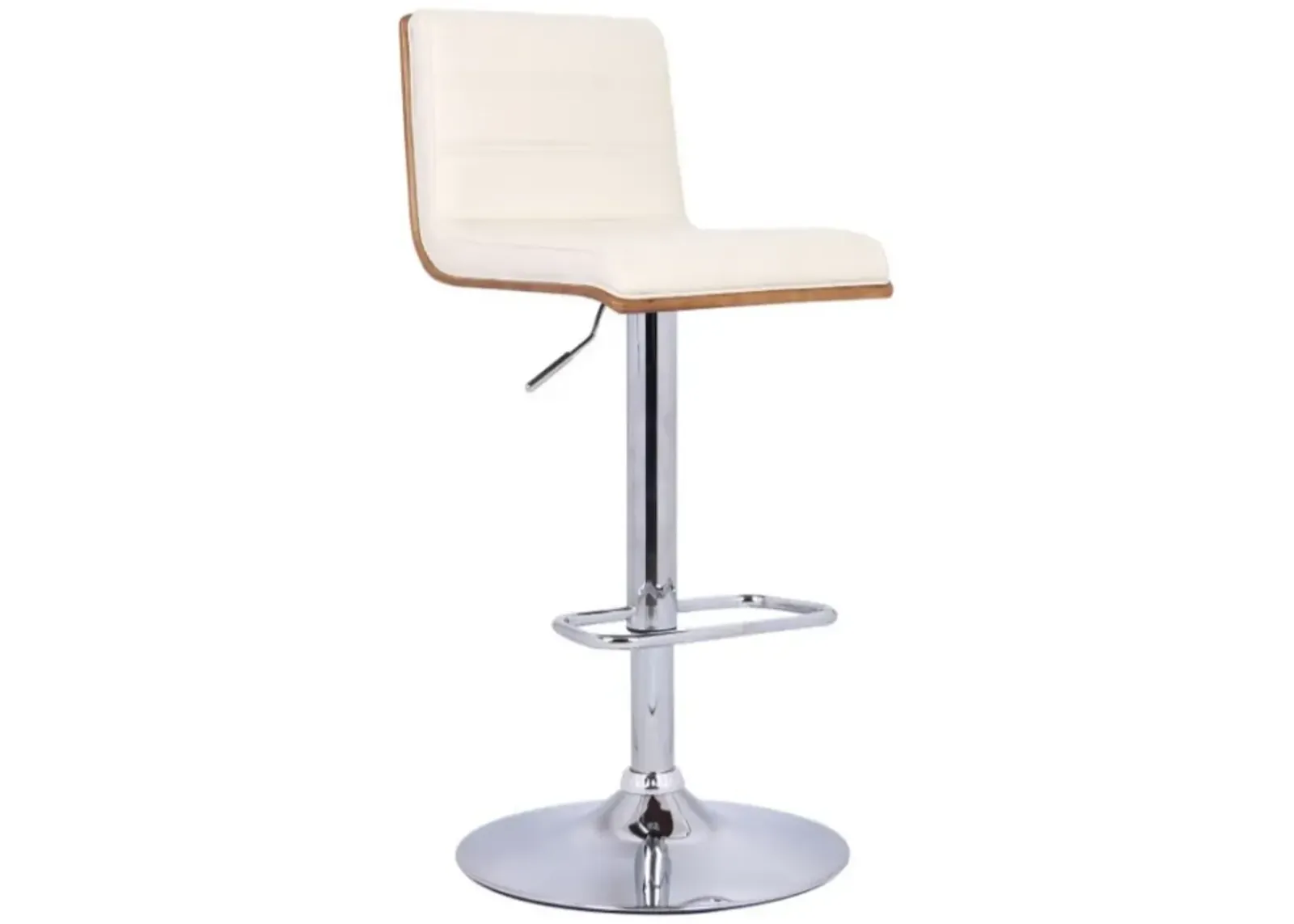 Armen Living Aubrey Cream/Chrome Adjustable Bar Stool