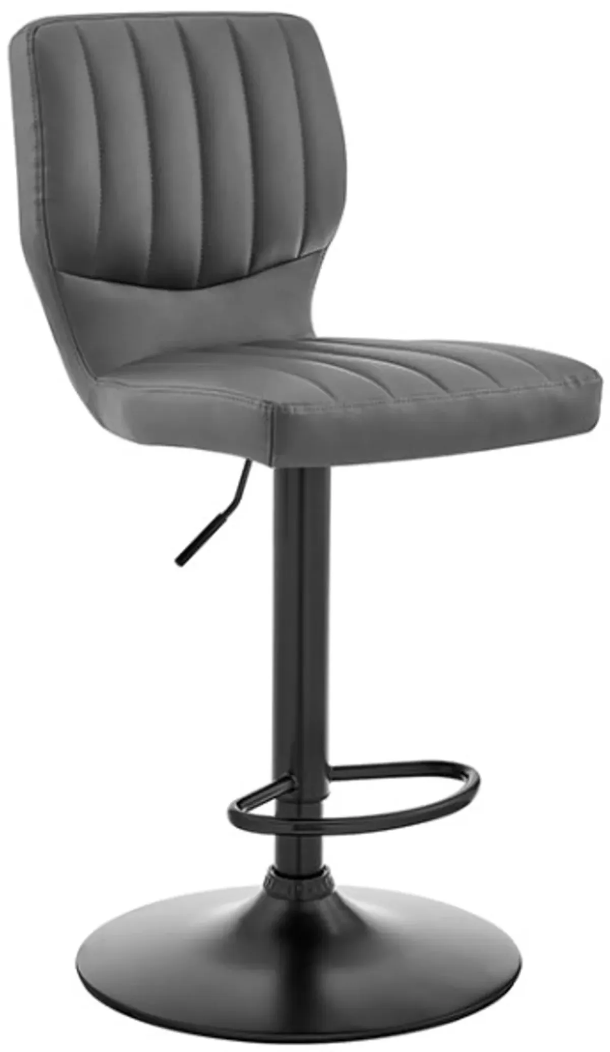 Armen Living Bardot Gray/Matte Black Adjustable Swivel Bar Stool