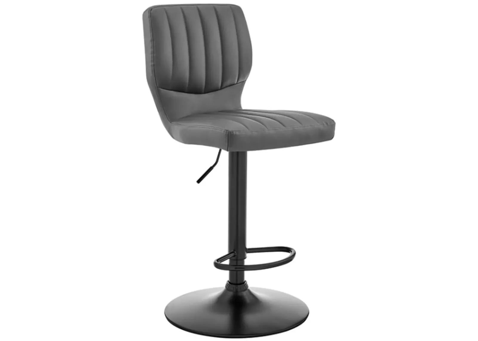 Armen Living Bardot Gray/Matte Black Adjustable Swivel Bar Stool