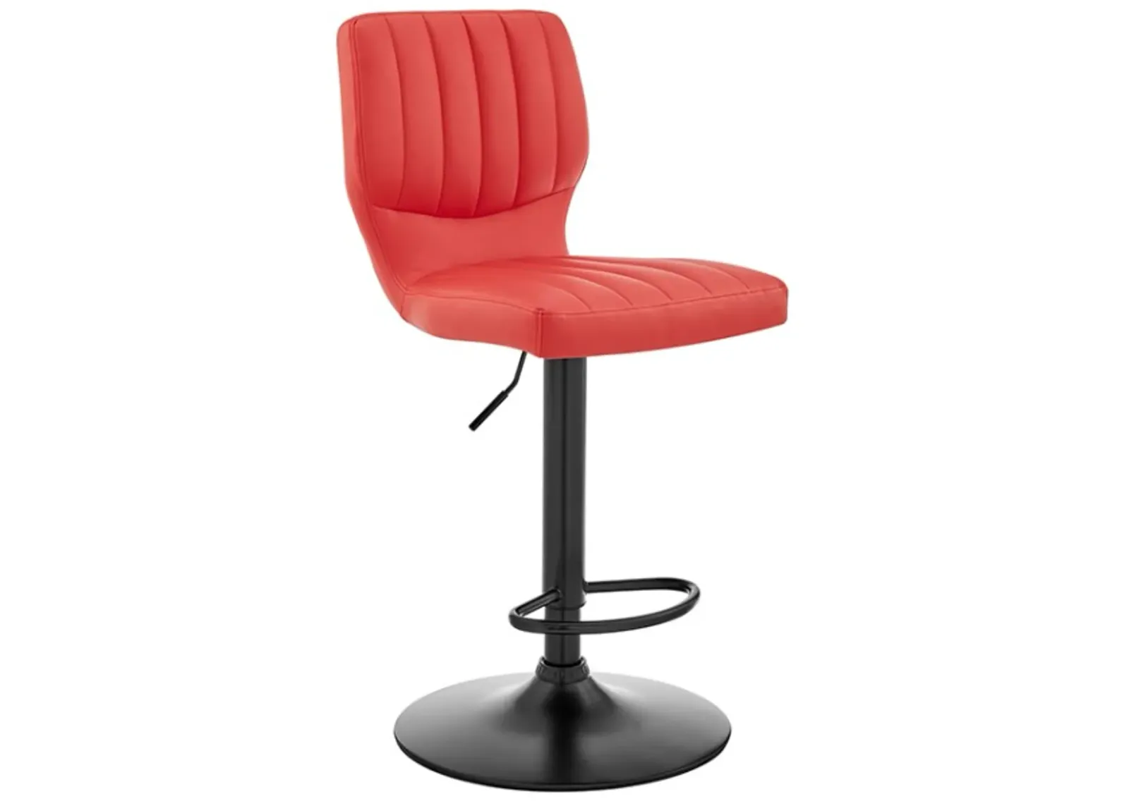 Armen Living Bardot Red/Matte Black Adjustable Swivel Bar Stool