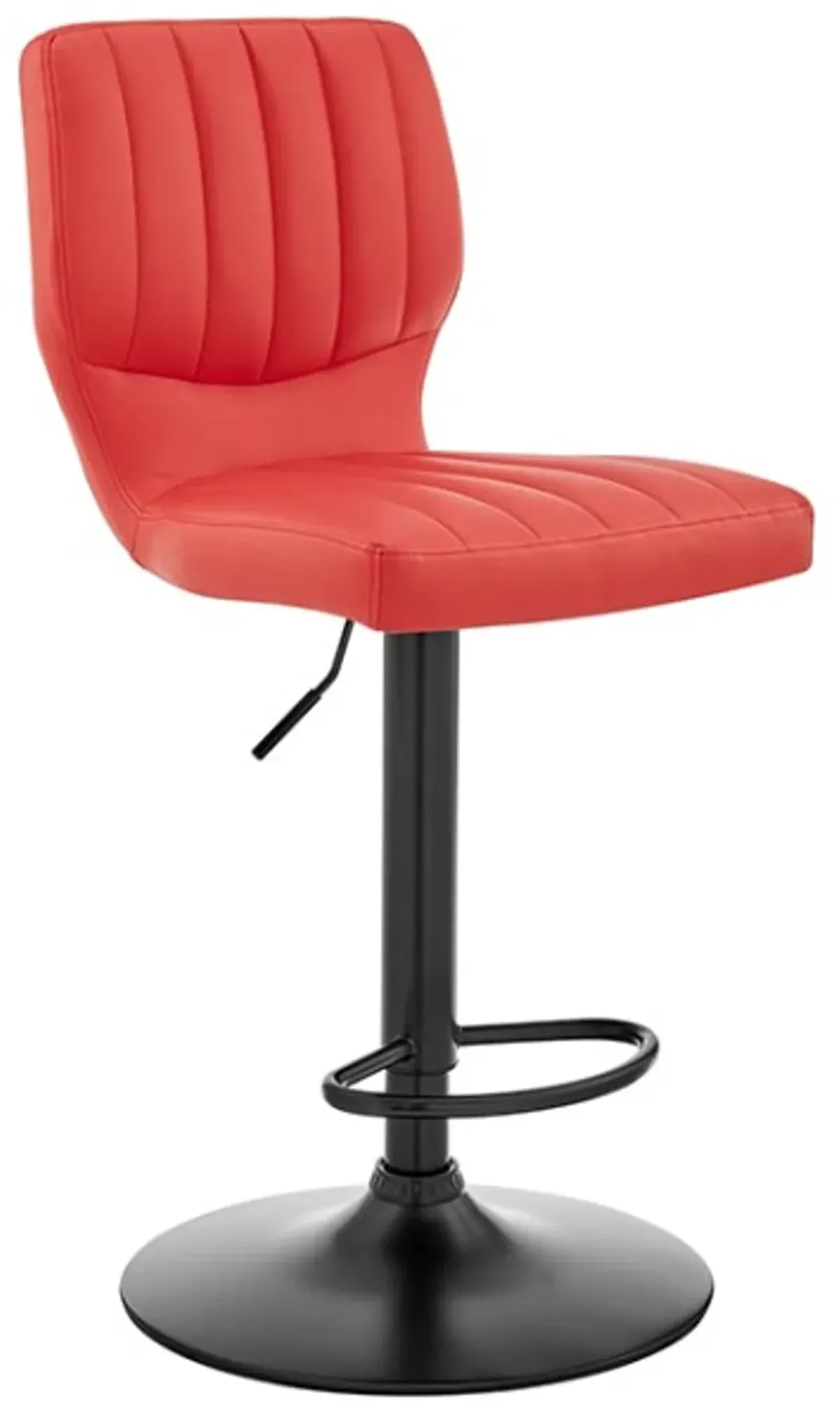 Armen Living Bardot Red/Matte Black Adjustable Swivel Bar Stool