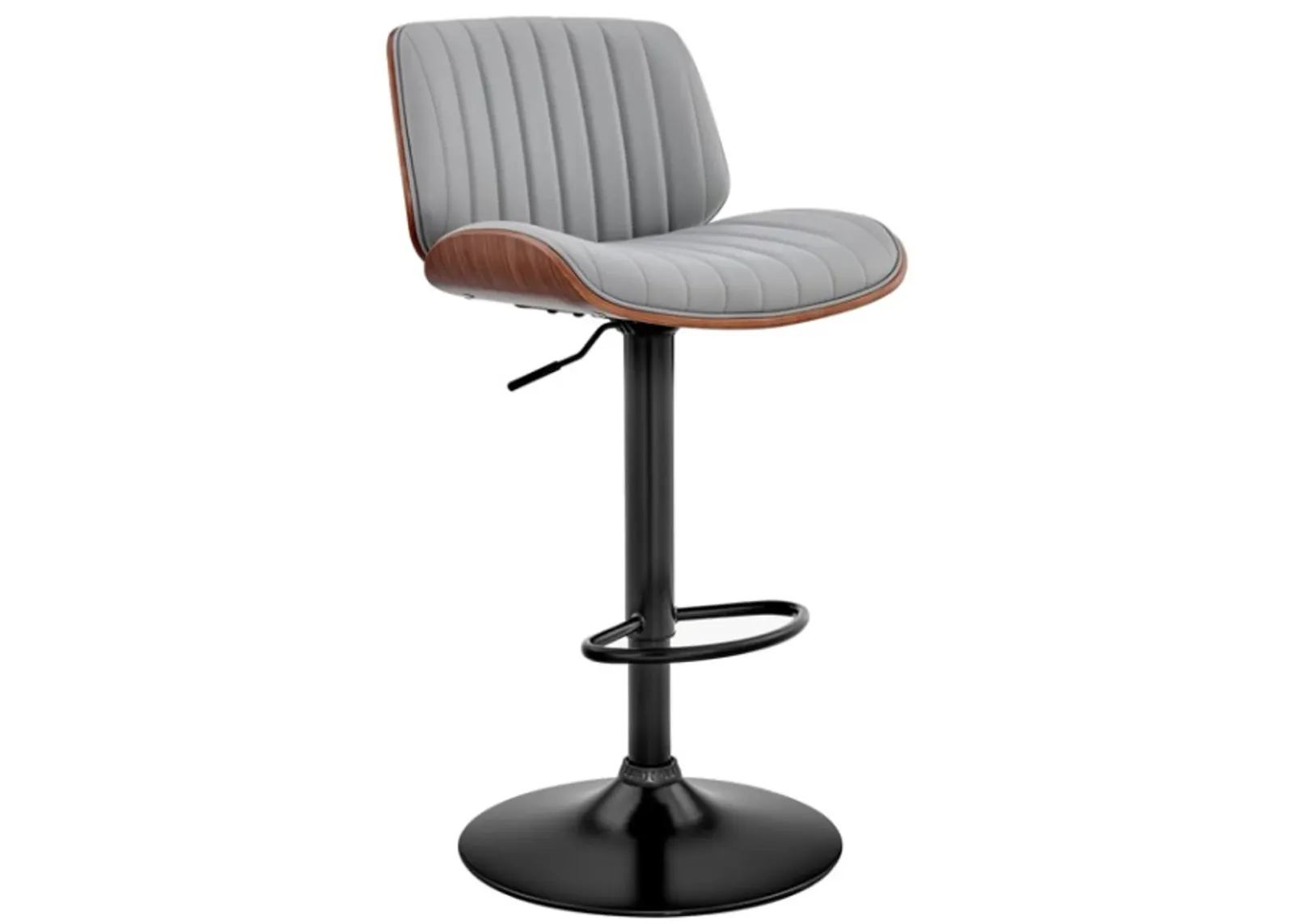 Armen Living Brock Gray/Walnut/Black Adjustable Bar Stool