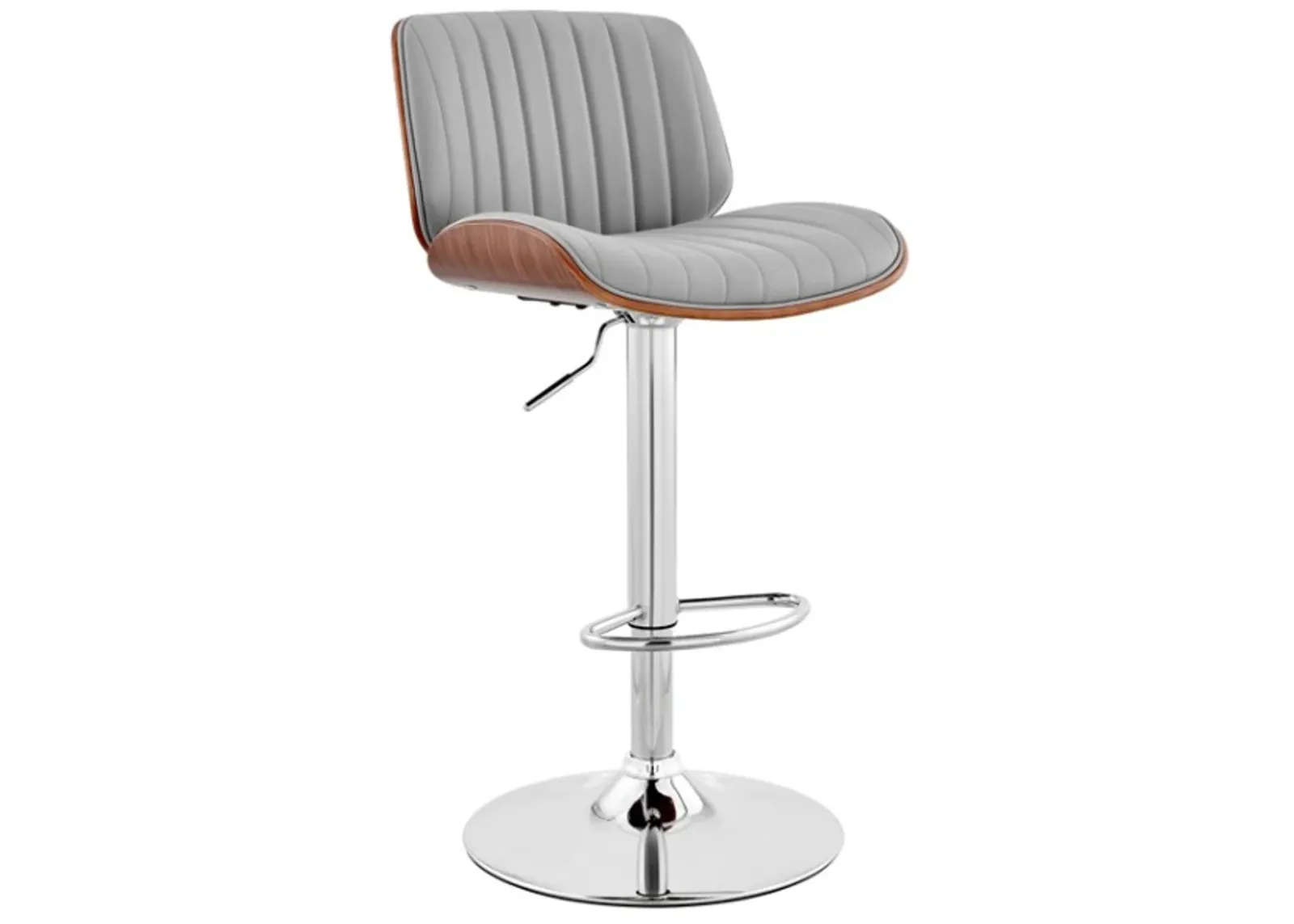 Armen Living Brock Gray/Walnut Wood/Chrome Adjustable Bar Stool