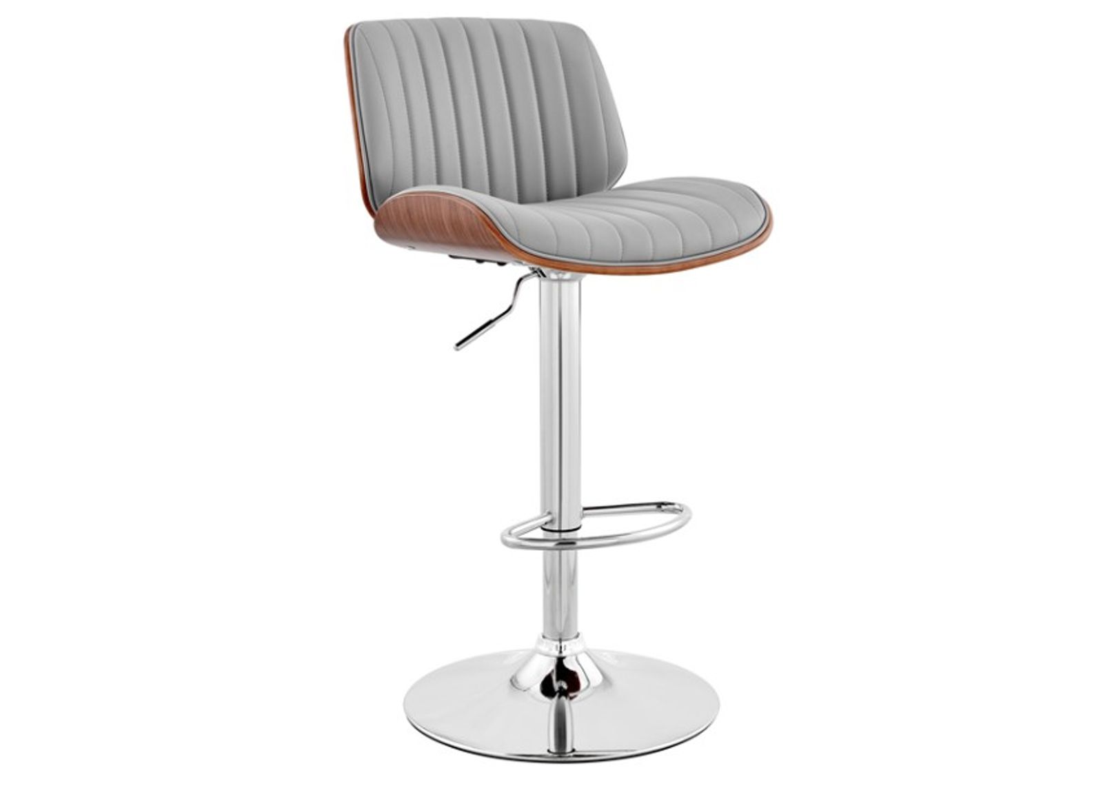 Armen Living Brock Gray/Walnut Wood/Chrome Adjustable Bar Stool