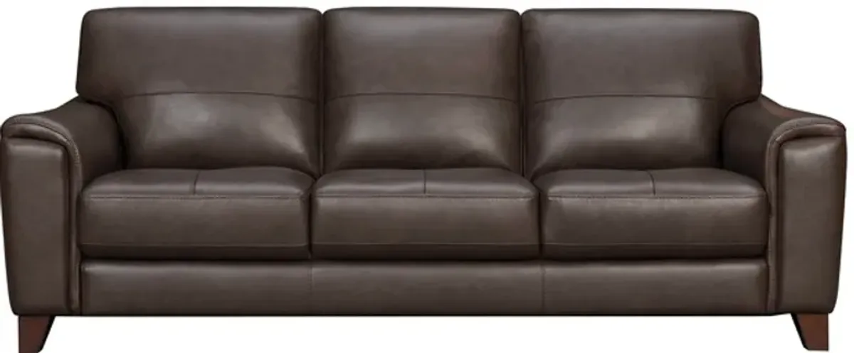 Armen Living Bergen Espresso Genuine Leather Square Arm Sofa