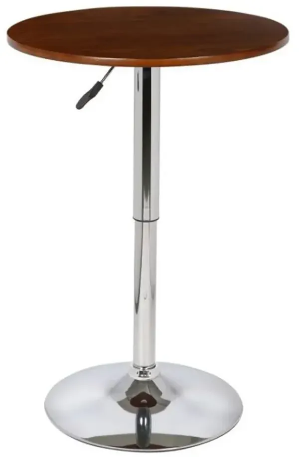 Armen Living Bentley Walnut Adjustable Round Pub able with Chrome Base 