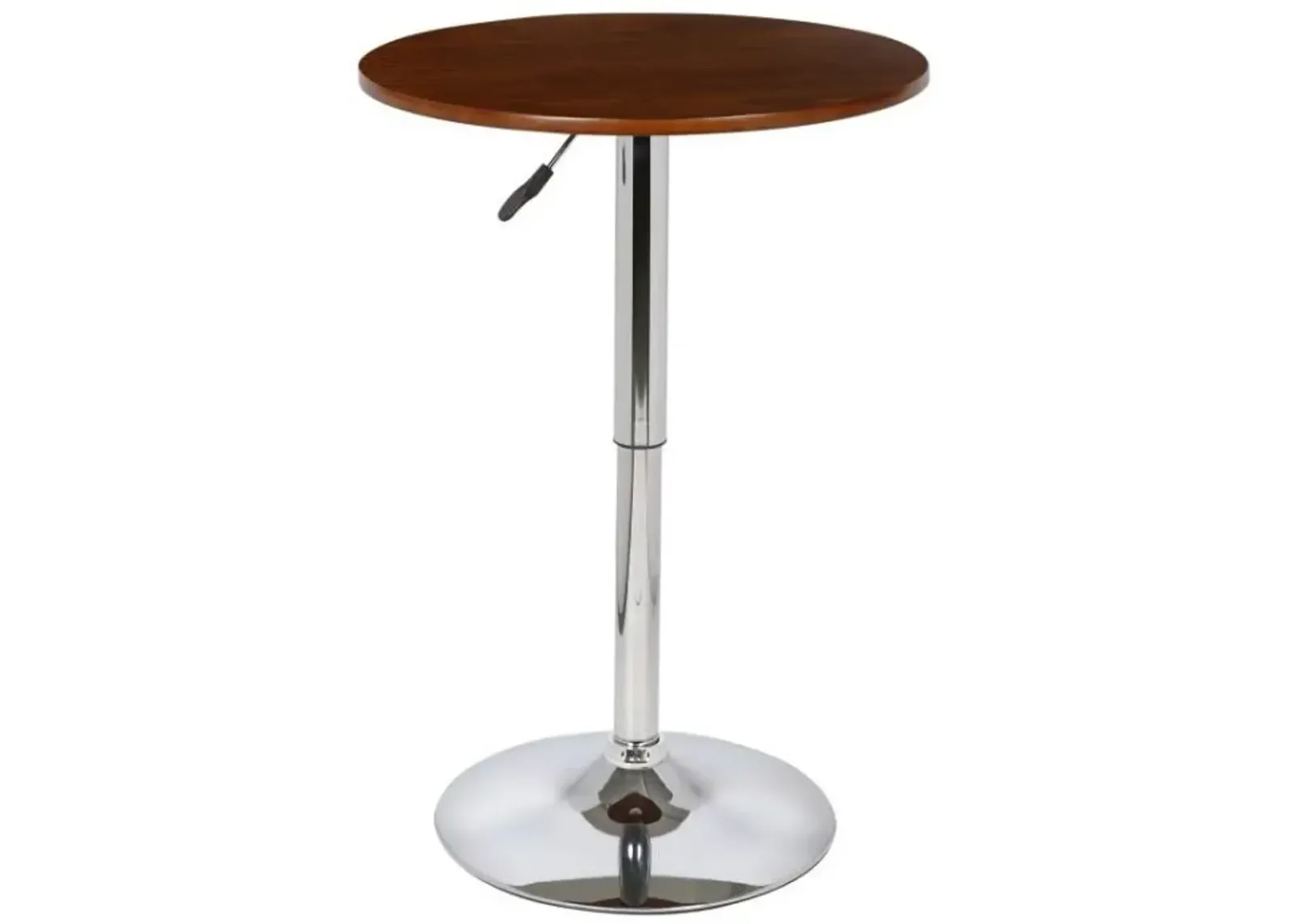 Armen Living Bentley Walnut Adjustable Round Pub able with Chrome Base 