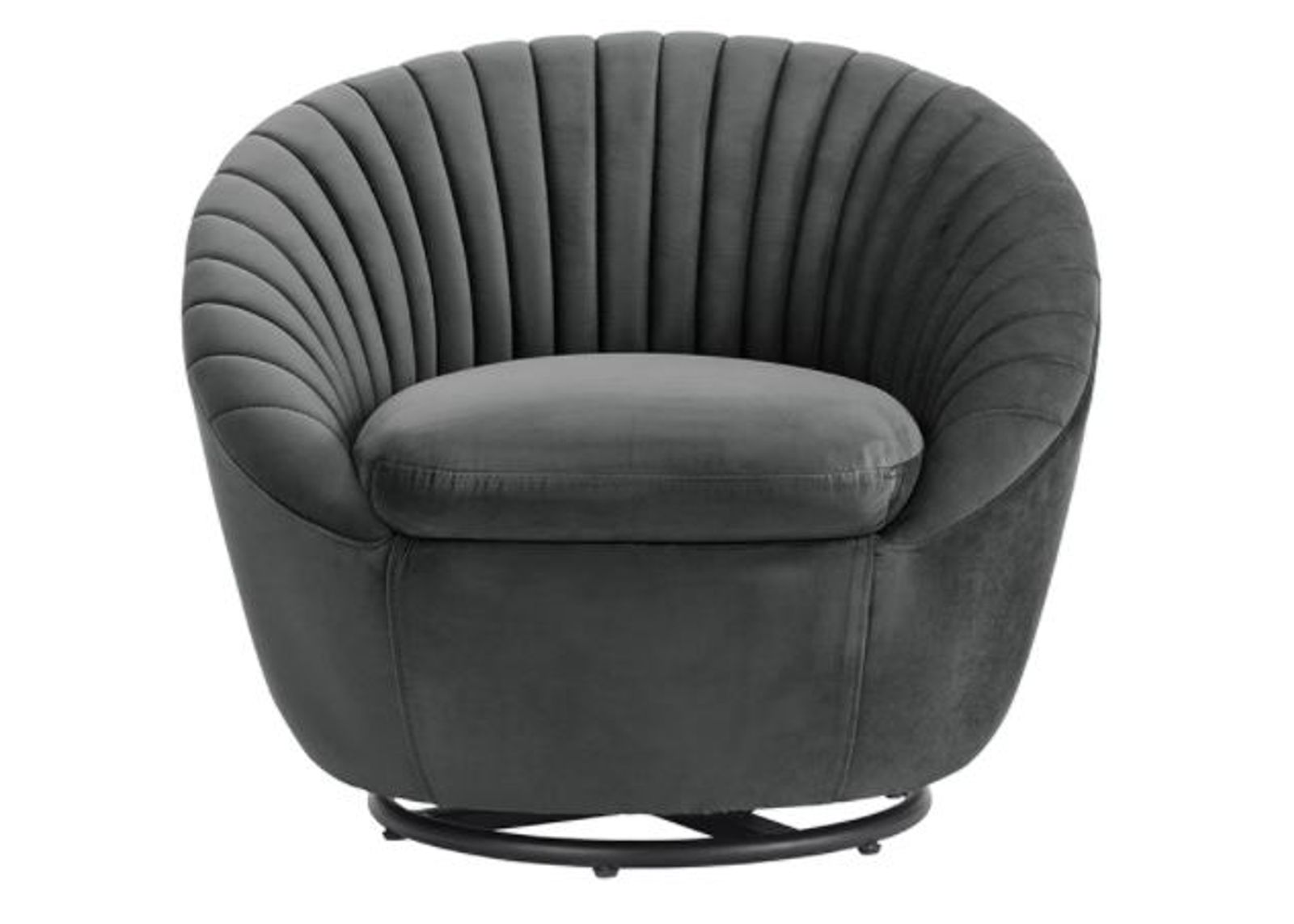 Armen Living Bella Dark Gray Swivel Accent Chair