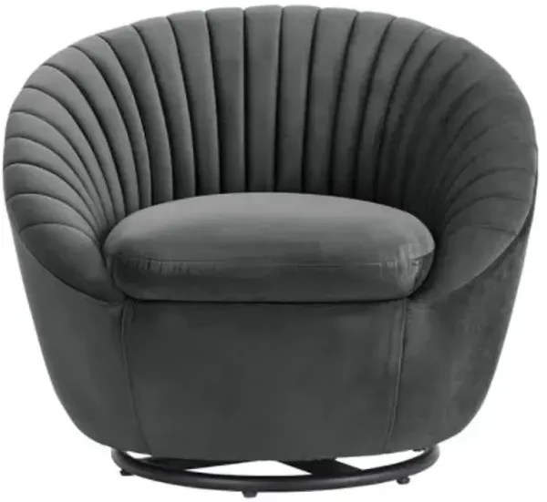 Armen Living Bella Dark Gray Swivel Accent Chair