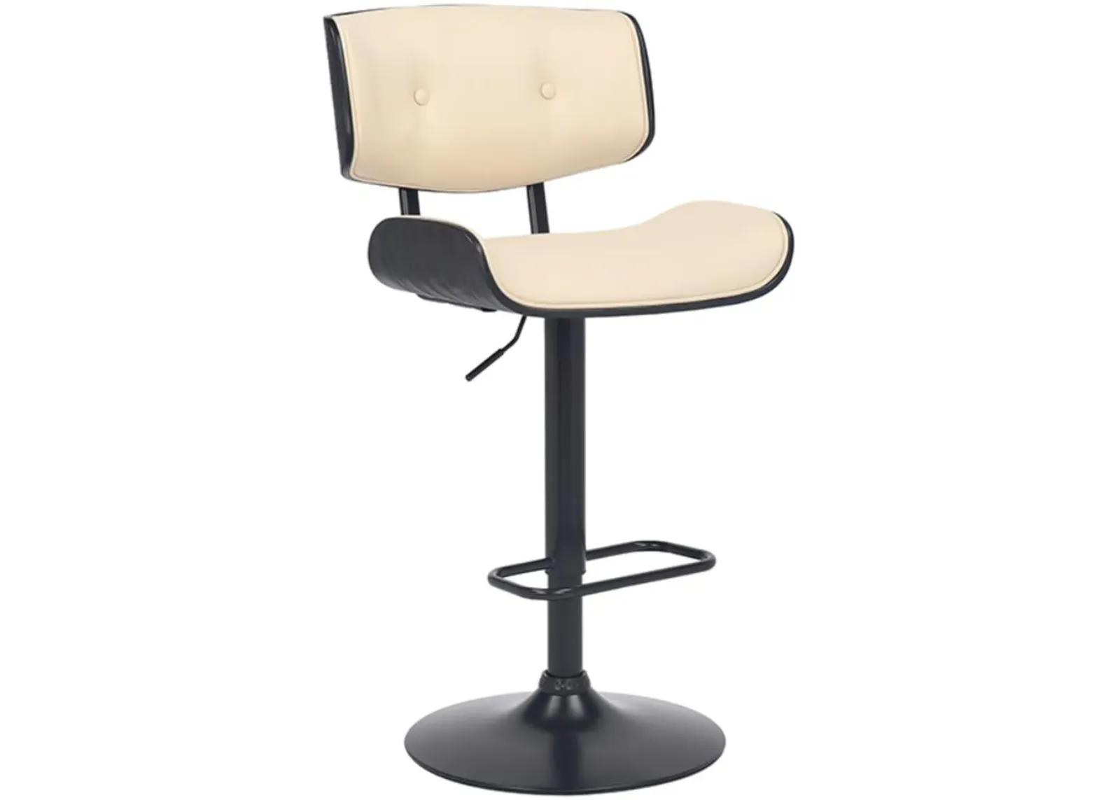 Armen Living Brooklyn Black/Cream Adjustable Swivel Bar Stool