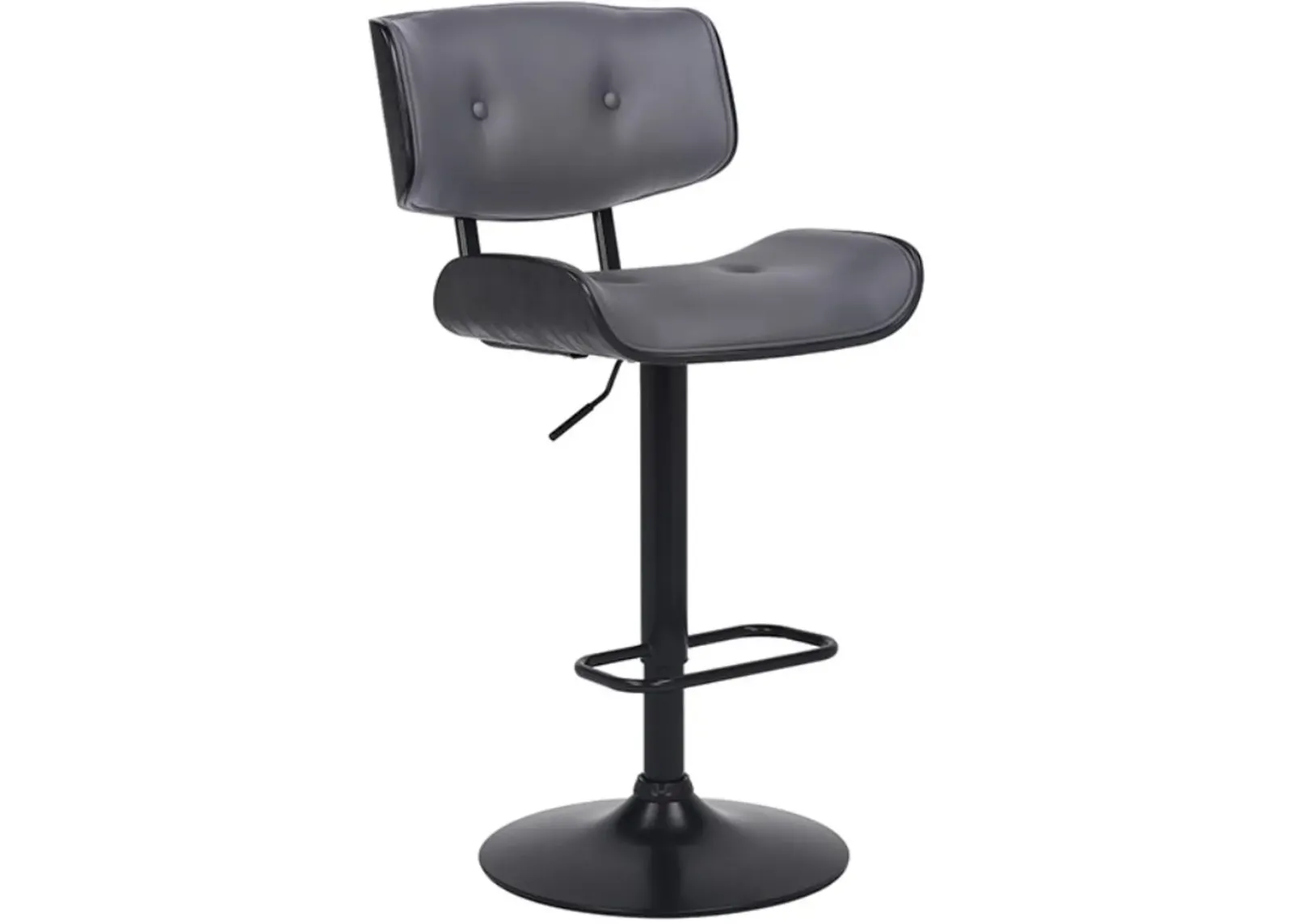 Armen Living Brooklyn Black/Grey Adjustable Swivel Bar Stool