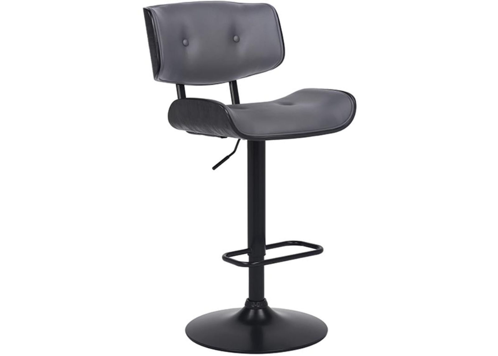 Armen Living Brooklyn Black/Grey Adjustable Swivel Bar Stool