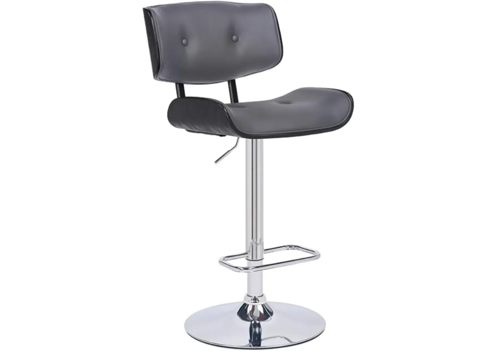 Armen Living Brooklyn Black/Chrome/Grey Adjustable Swivel Bar Stool