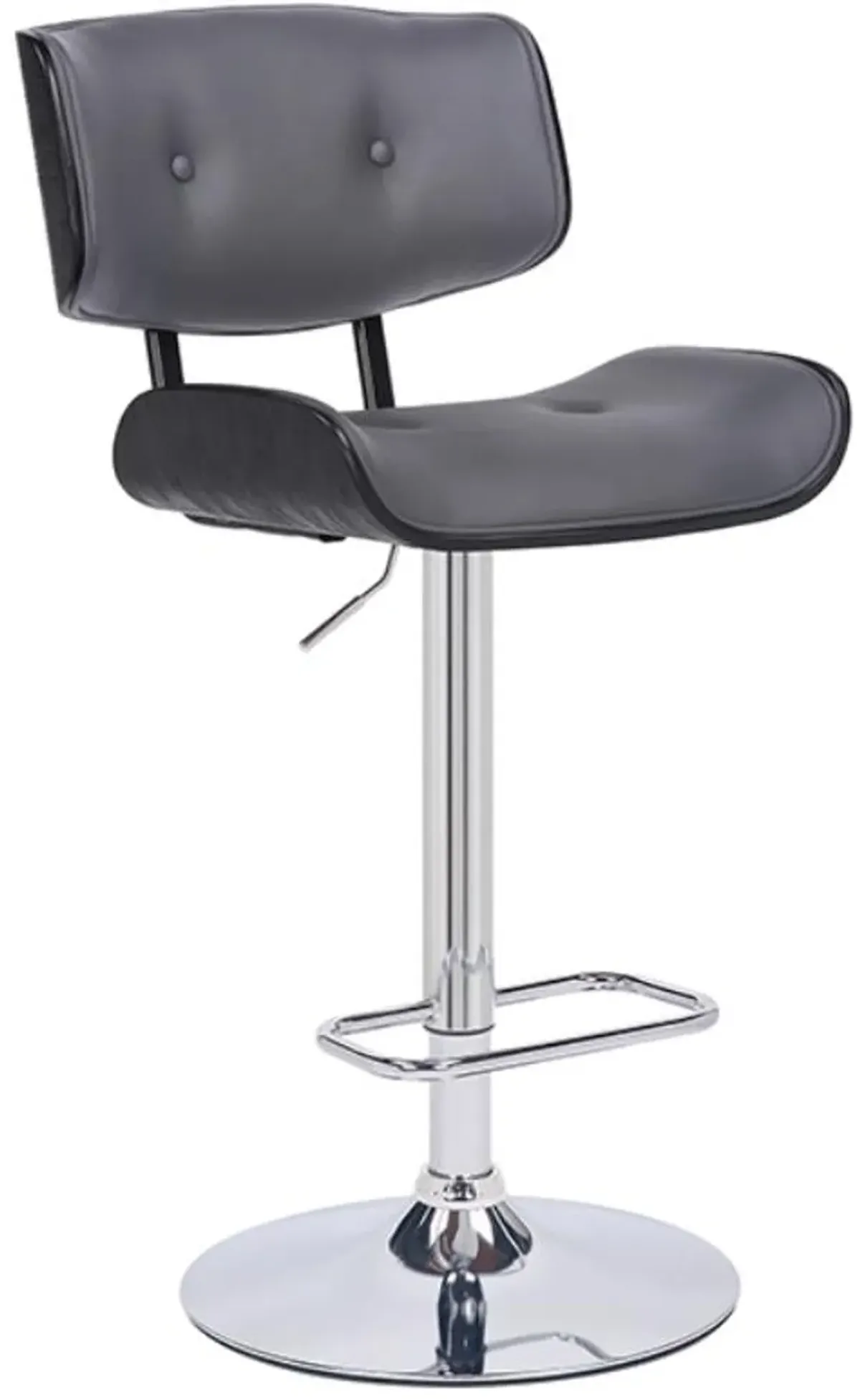 Armen Living Brooklyn Black/Chrome/Grey Adjustable Swivel Bar Stool