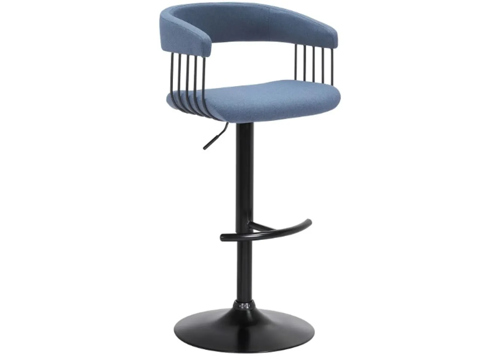 Armen Living Calista Black/Blue Adjustable Bar Stool