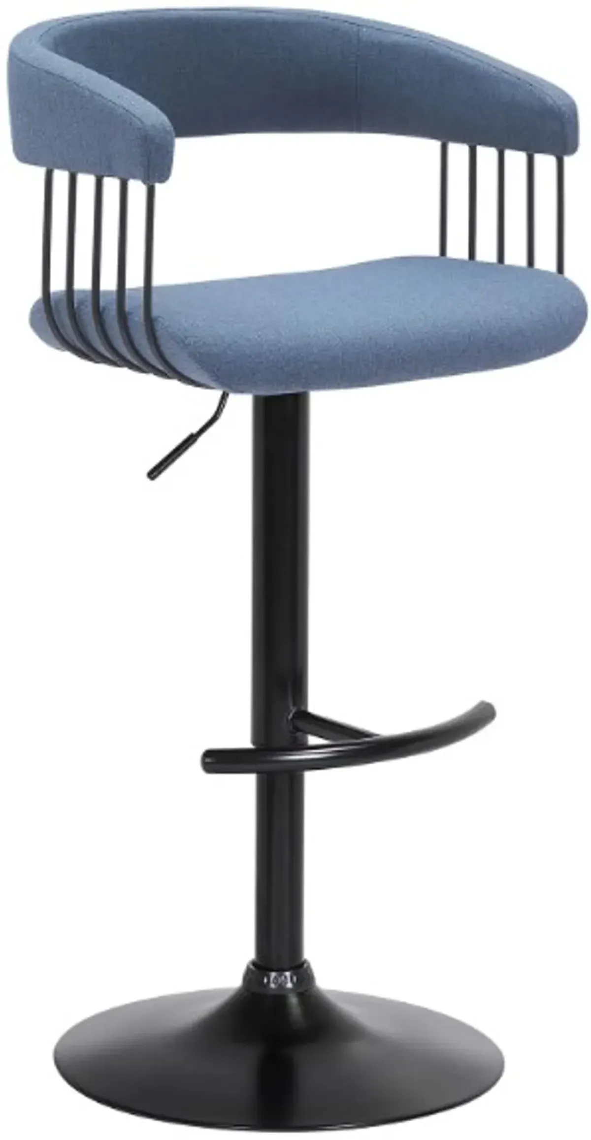 Armen Living Calista Black/Blue Adjustable Bar Stool