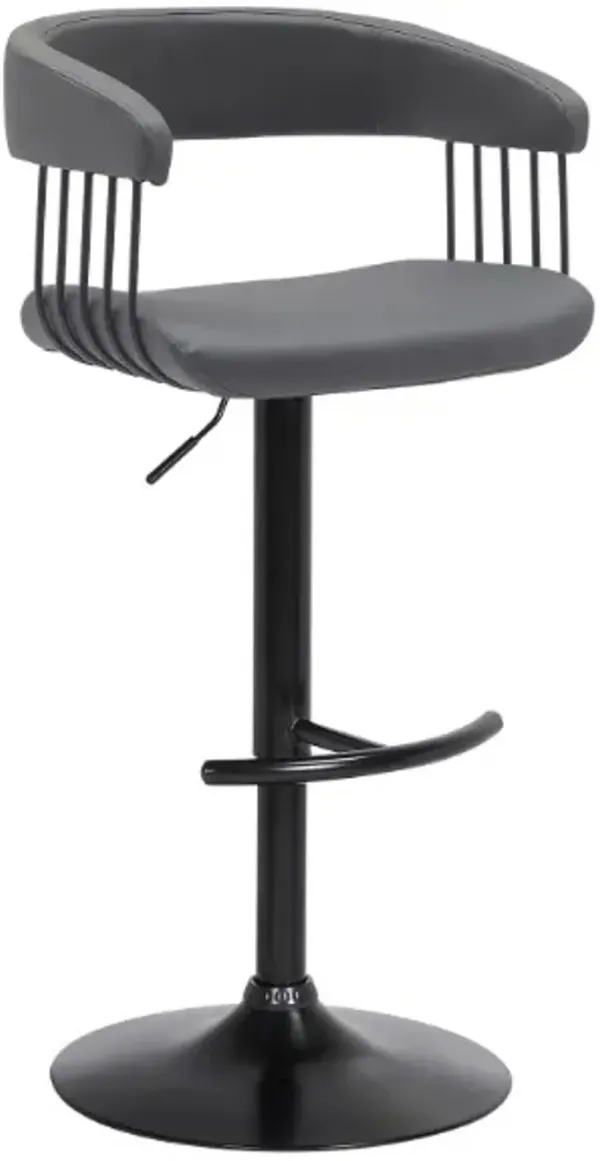Armen Living Calista Black/Gray Adjustable Bar Stool