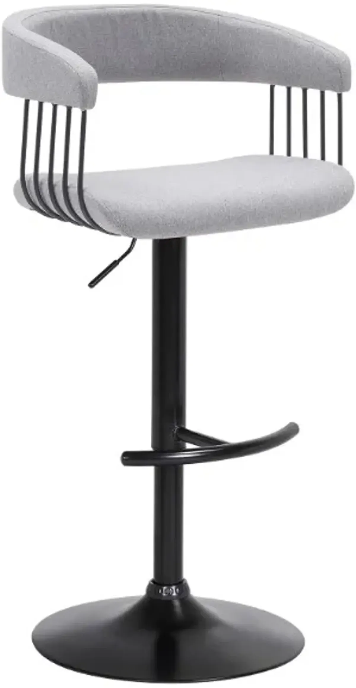 Armen Living Calista Black/Light Gray Adjustable Bar Stool