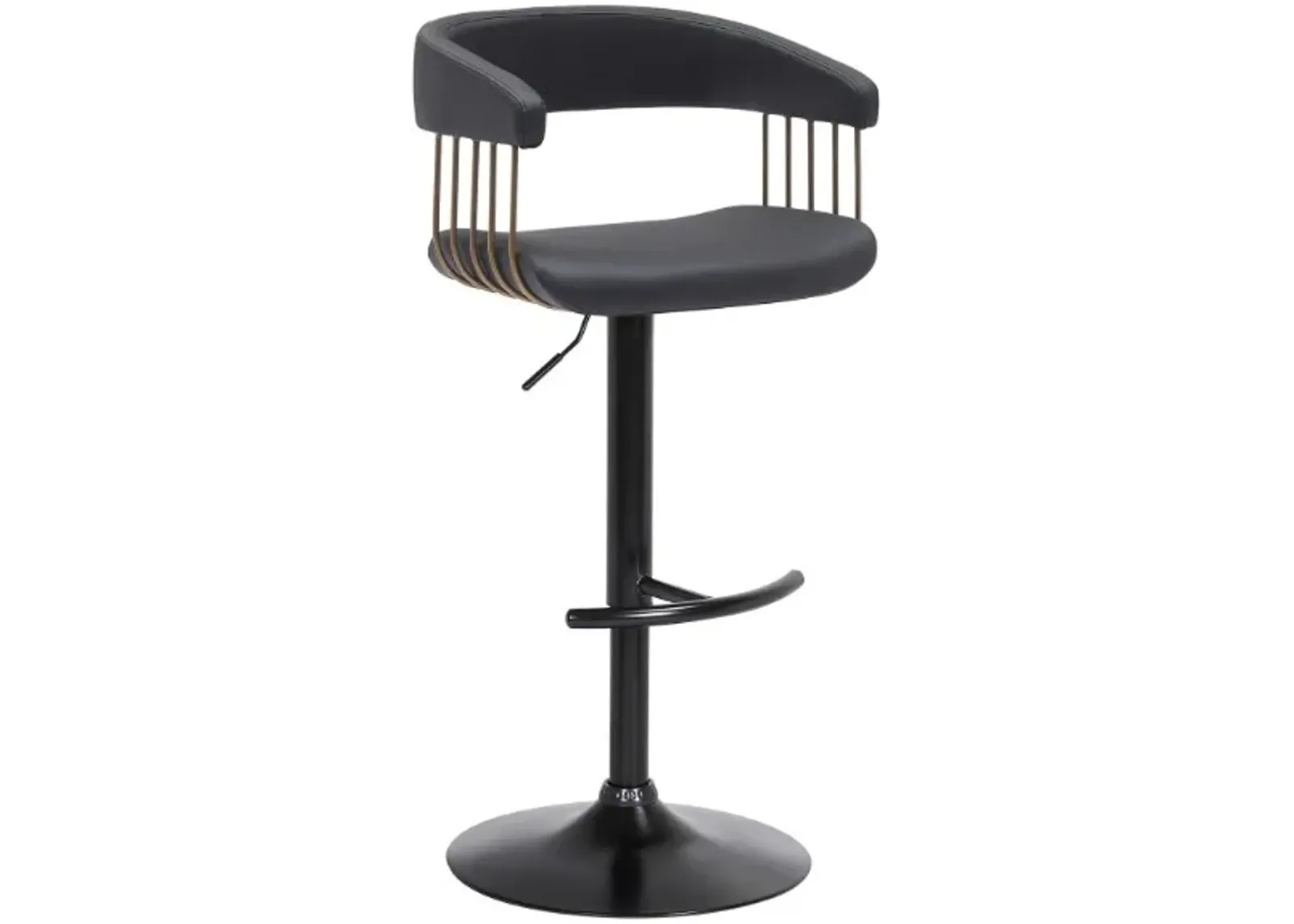 Armen Living Calista Black Upholstered Adjustable Bar Stool