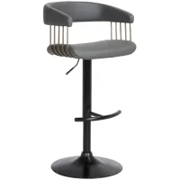 Armen Living Calista Gray/Black Upholstered Adjustable Bar Stool