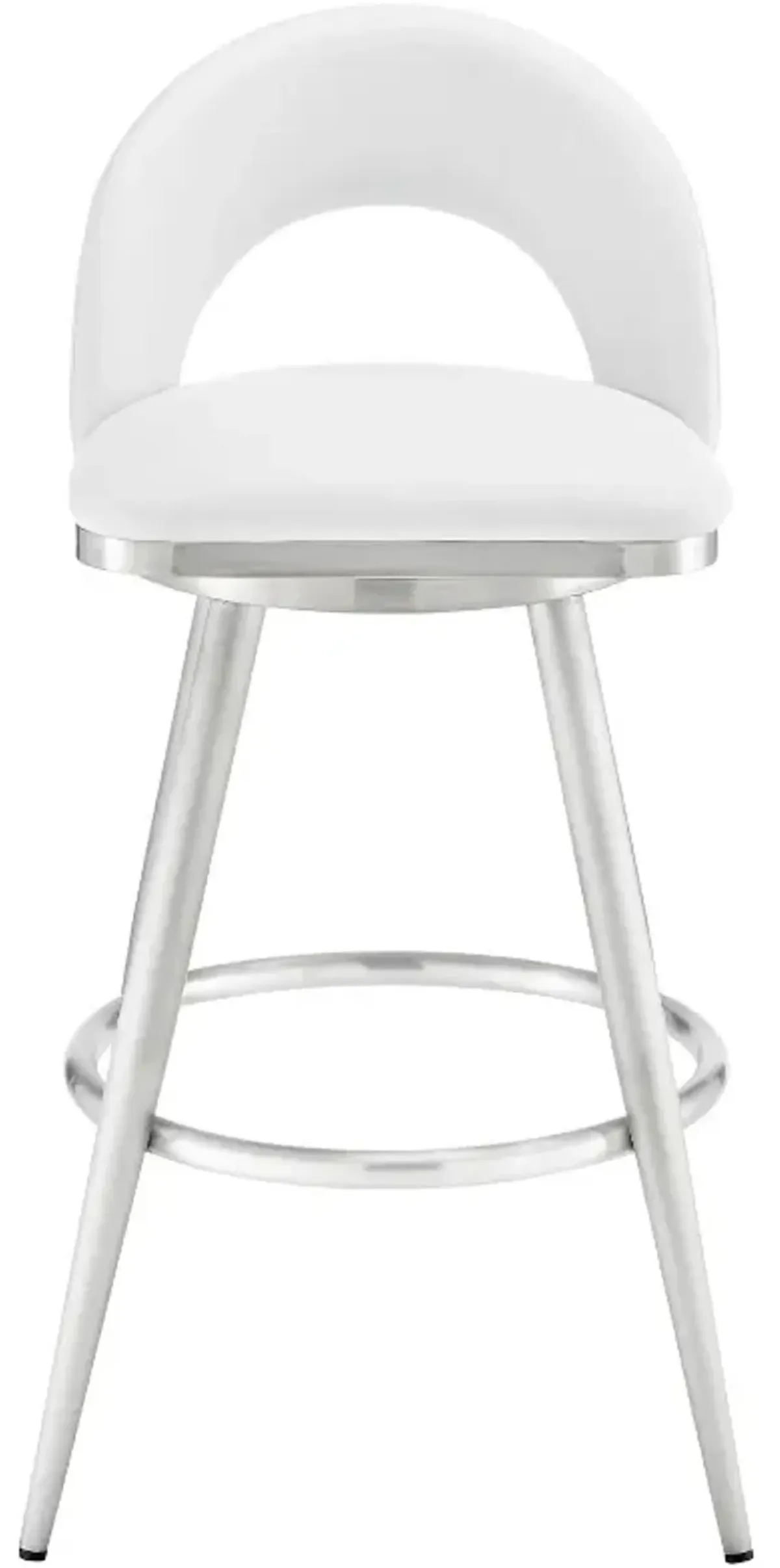 Armen Living Charlotte Brushed Stainless Steel/White 30'' Barstool