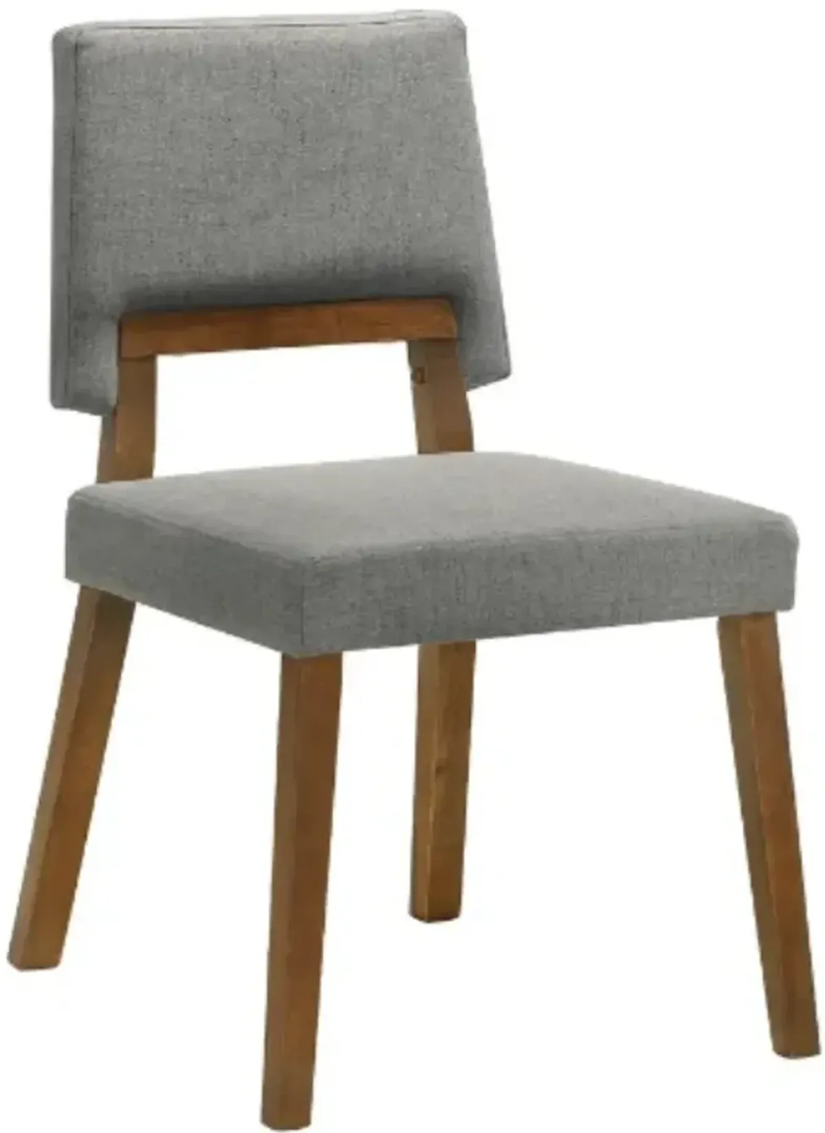Armen Living Channell 2-Piece Gray/Walnut Upholstered Dining Chair Set