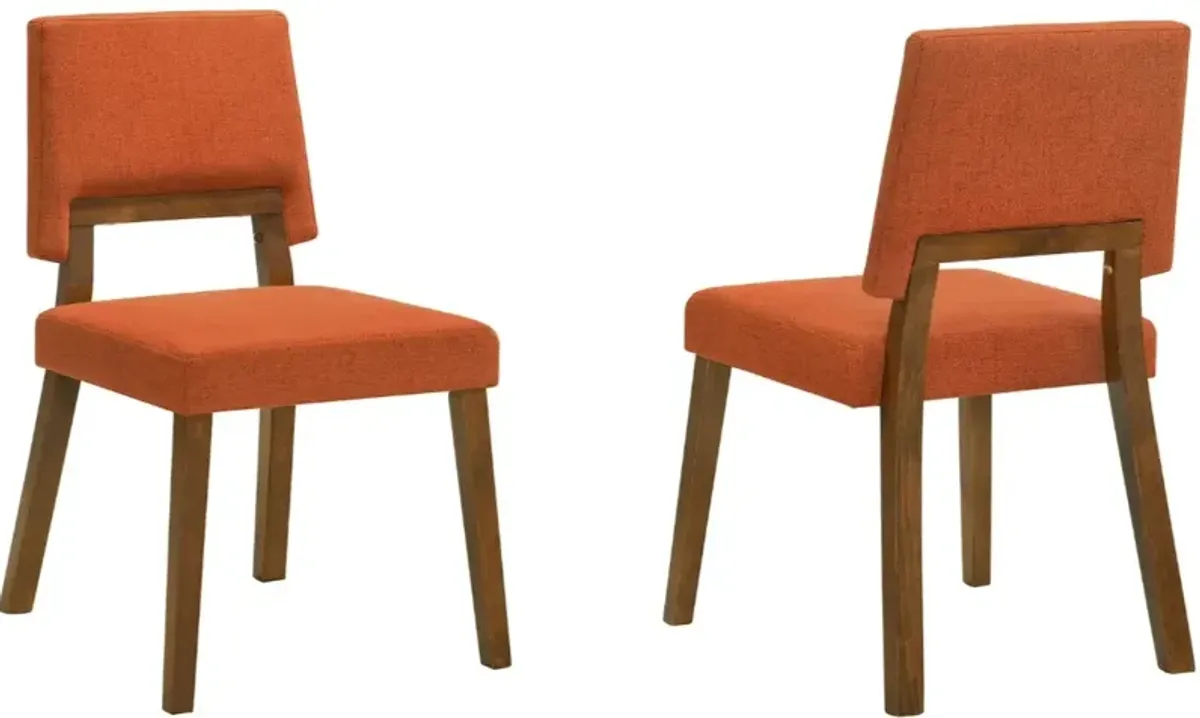 Armen Living Customizable Channell 2-Piece Orange Upholstered Dining Chair Set