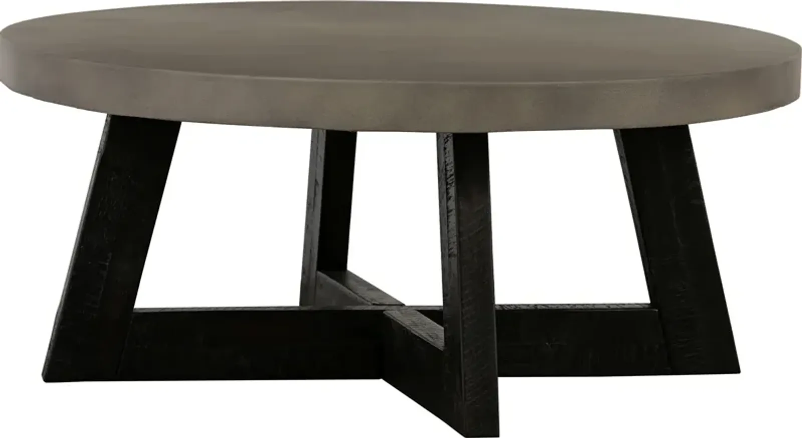 Armen Living Chester Concrete Round Coffee Table with Acacia Wood Base 