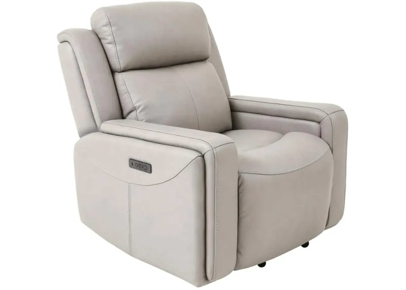 Armen Living Claude Light Grey Dual Power Headrest and Lumbar Support Recliner Chair