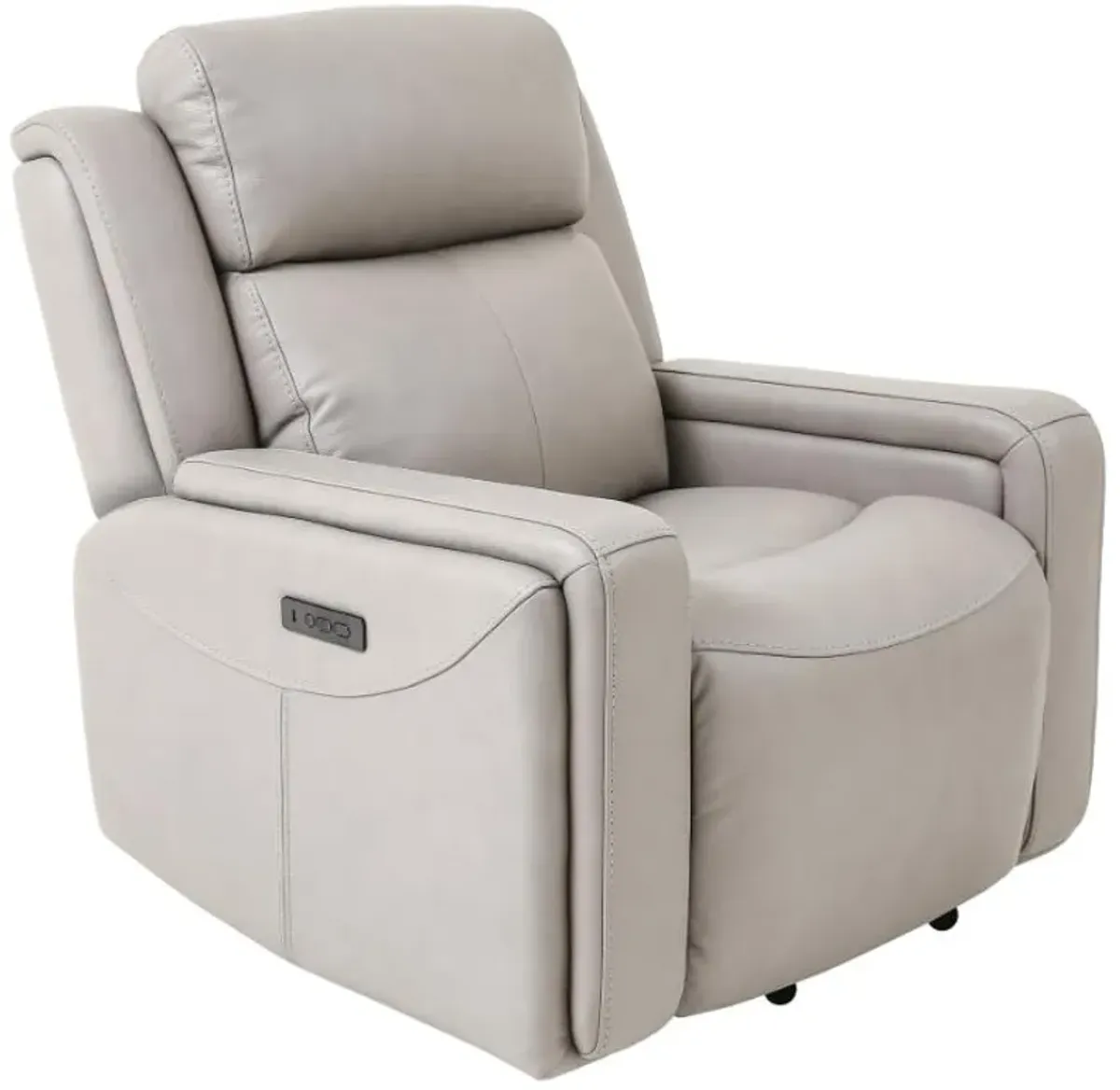 Armen Living Claude Light Grey Dual Power Headrest and Lumbar Support Recliner Chair