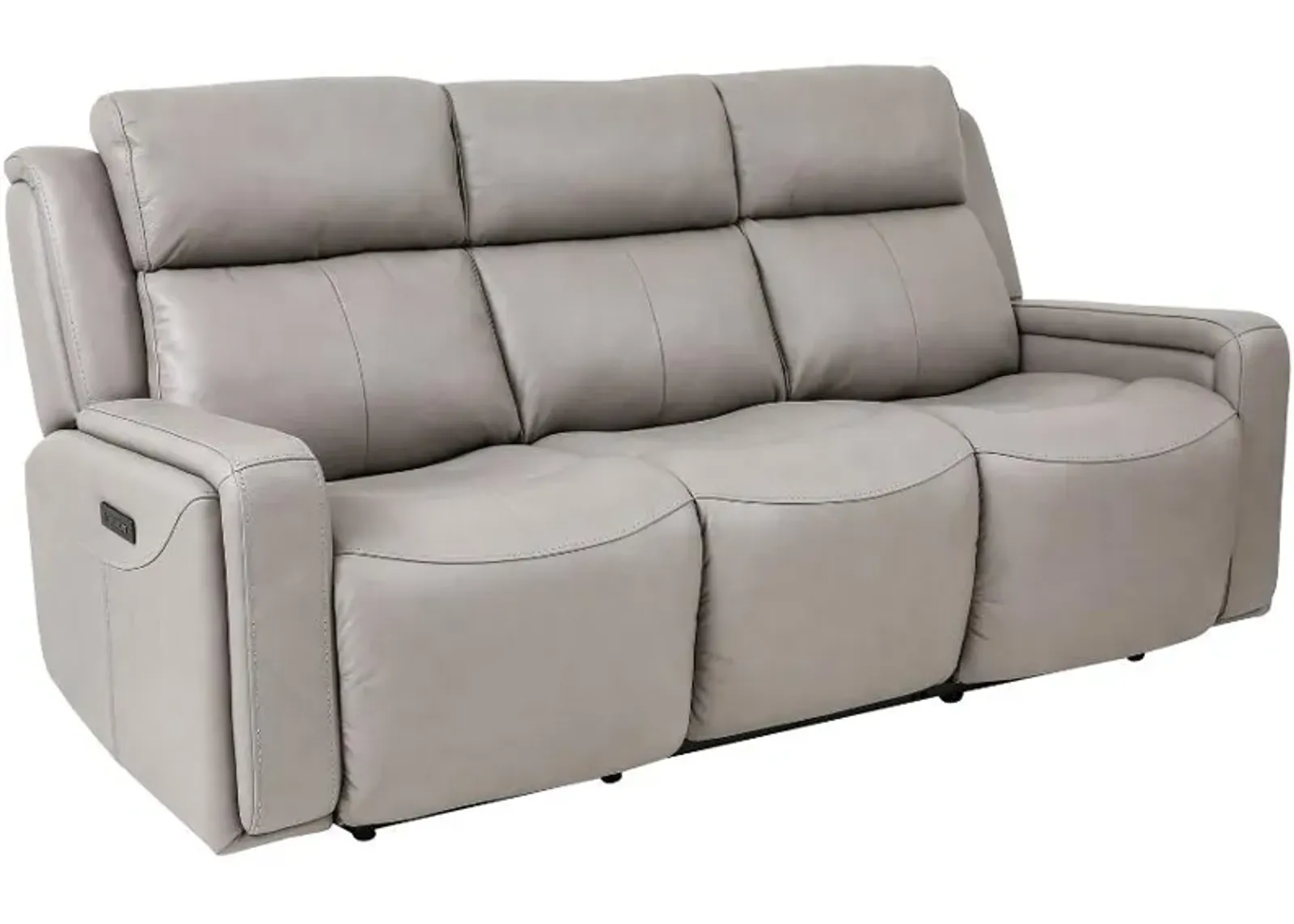 Armen Living Claude Light Grey Dual Power Headrest and Lumbar Support Reclining Sofa 