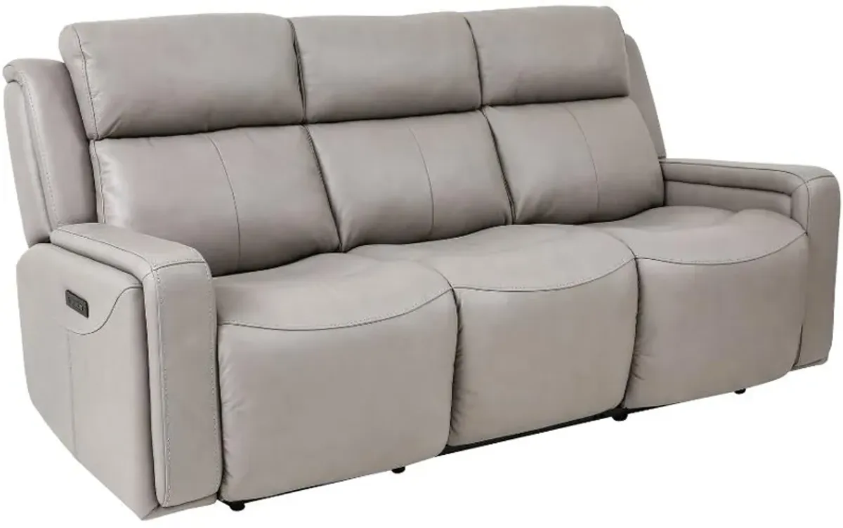 Armen Living Claude Light Grey Dual Power Headrest and Lumbar Support Reclining Sofa 