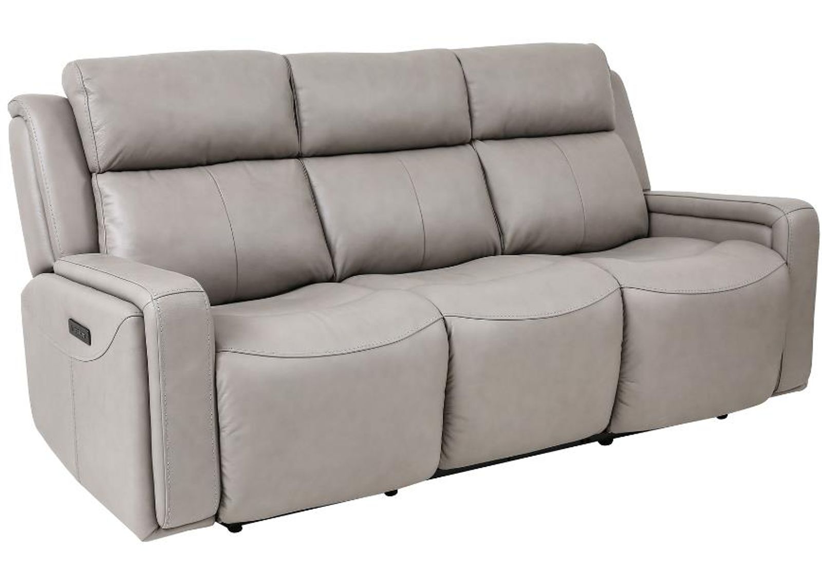 Armen Living Claude Light Grey Dual Power Headrest and Lumbar Support Reclining Sofa 