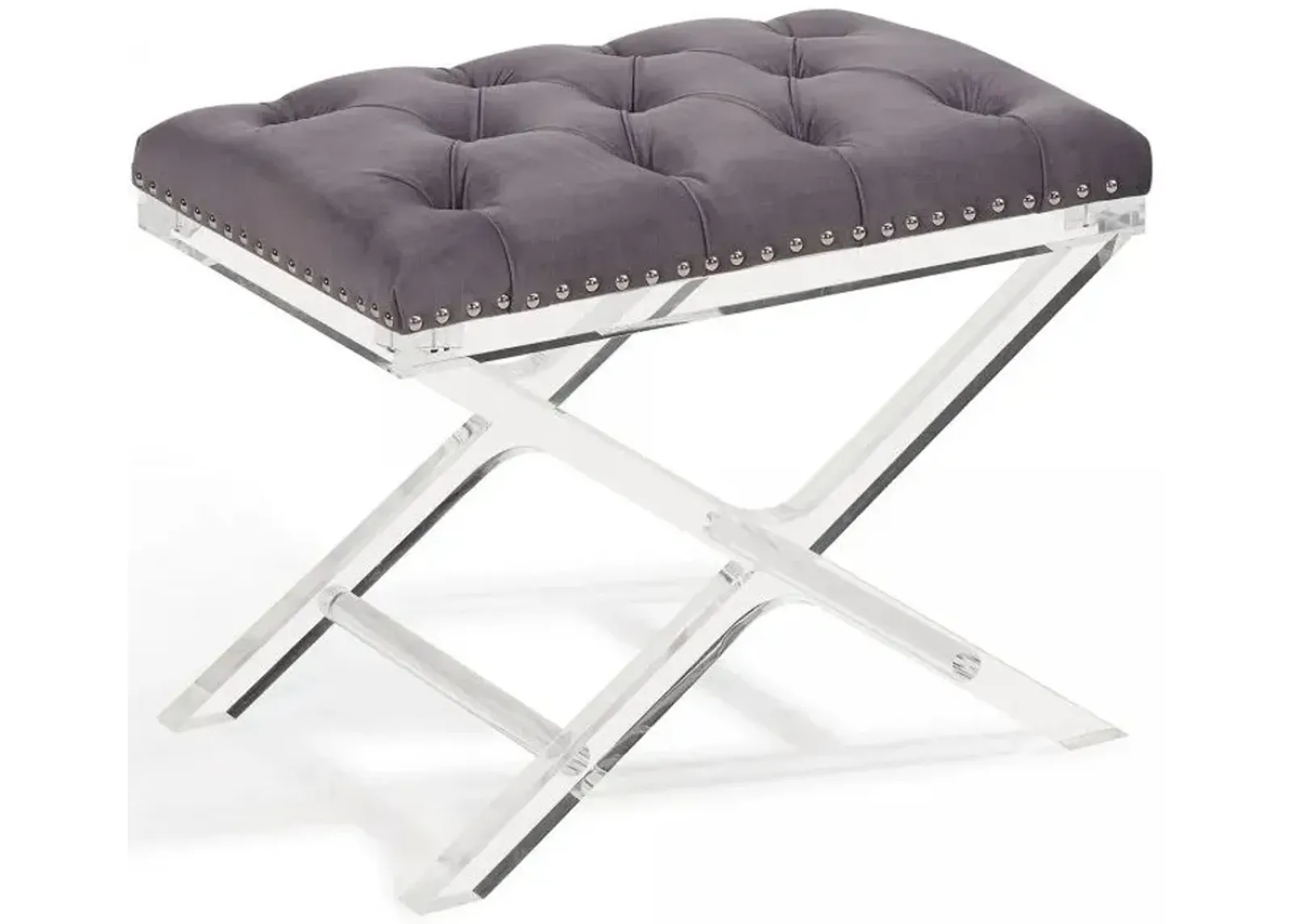 Armen Living Cody Gray Tufted Ottoman