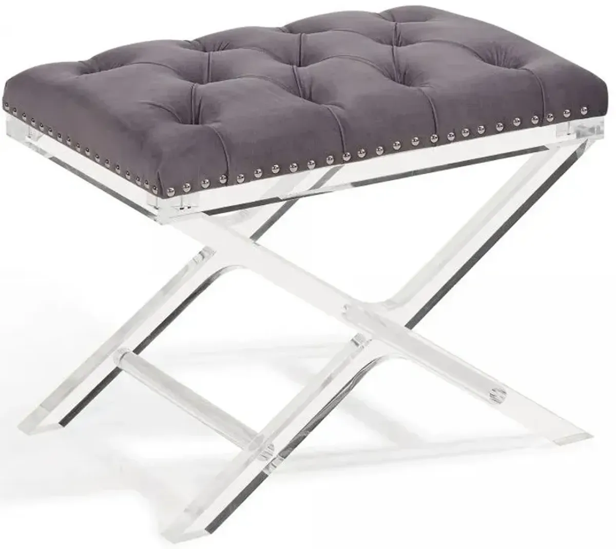 Armen Living Cody Gray Tufted Ottoman