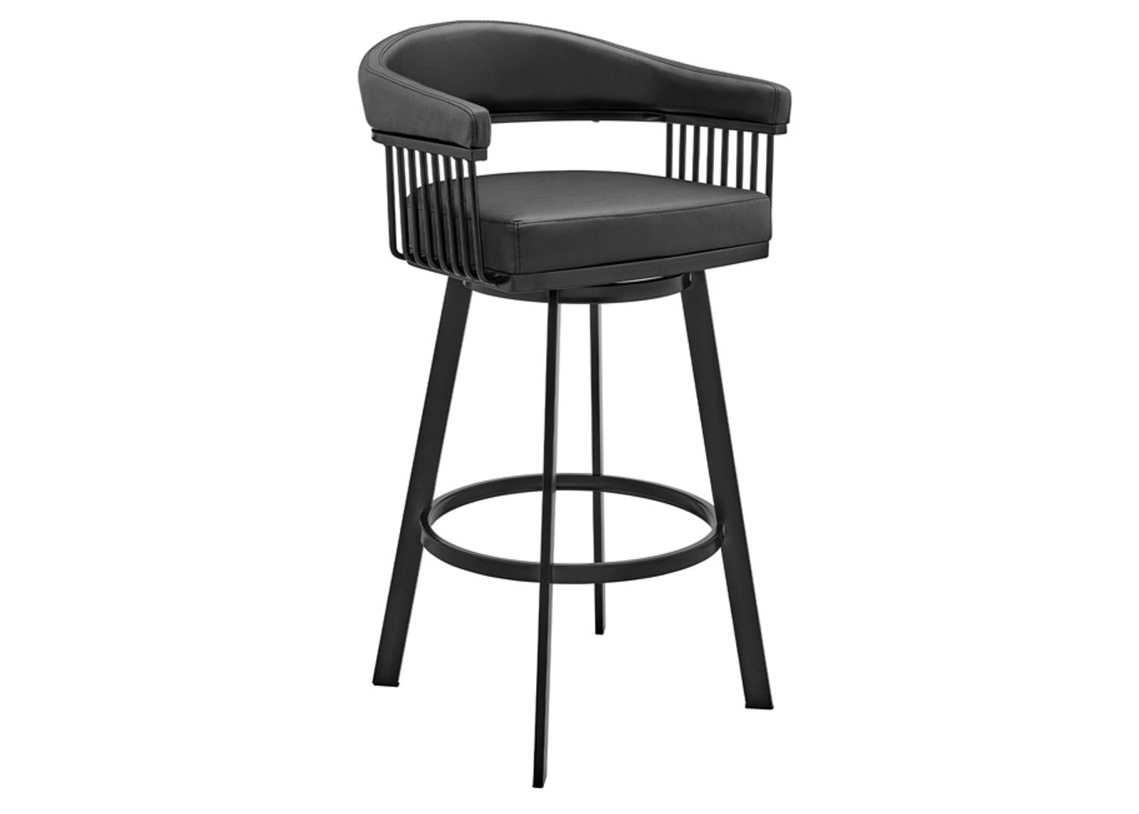 Armen Living Chelsea Black 30" Swivel Bar Stool