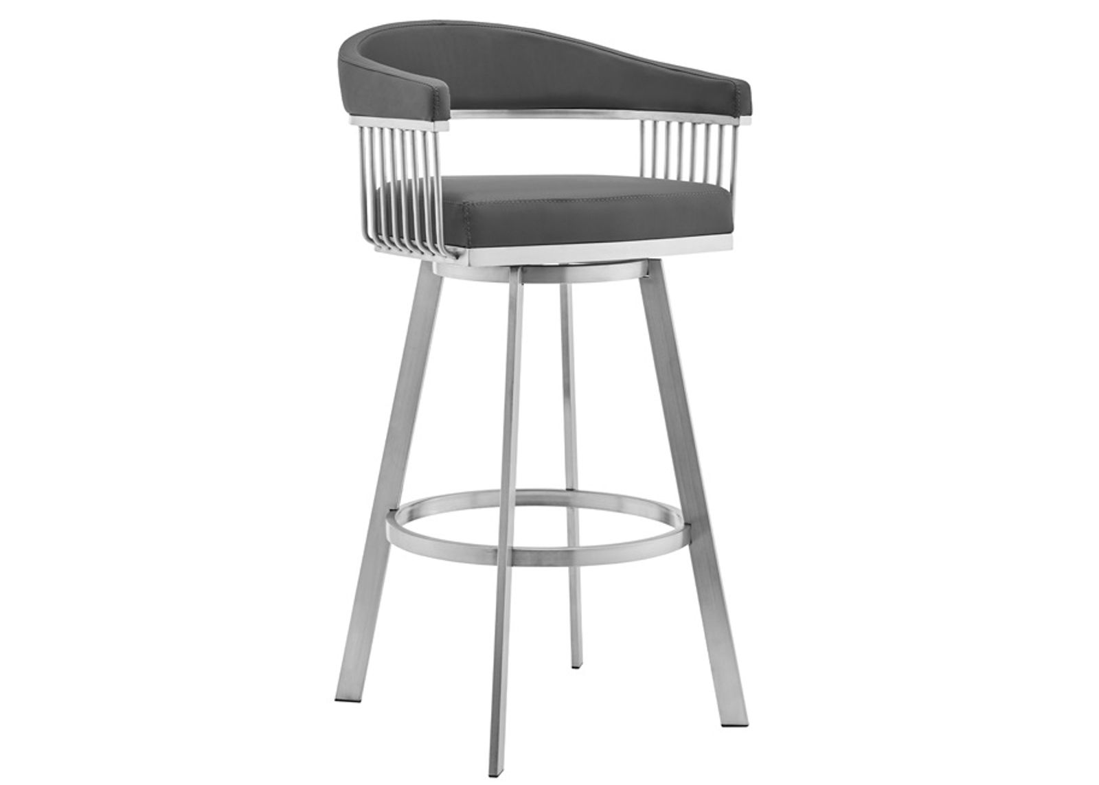 Armen Living Chelsea Gray 30" Swivel Bar Stool