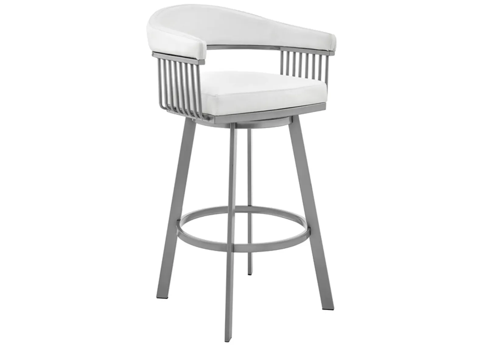 Armen Living Chelsea White 30" Swivel Bar Stool