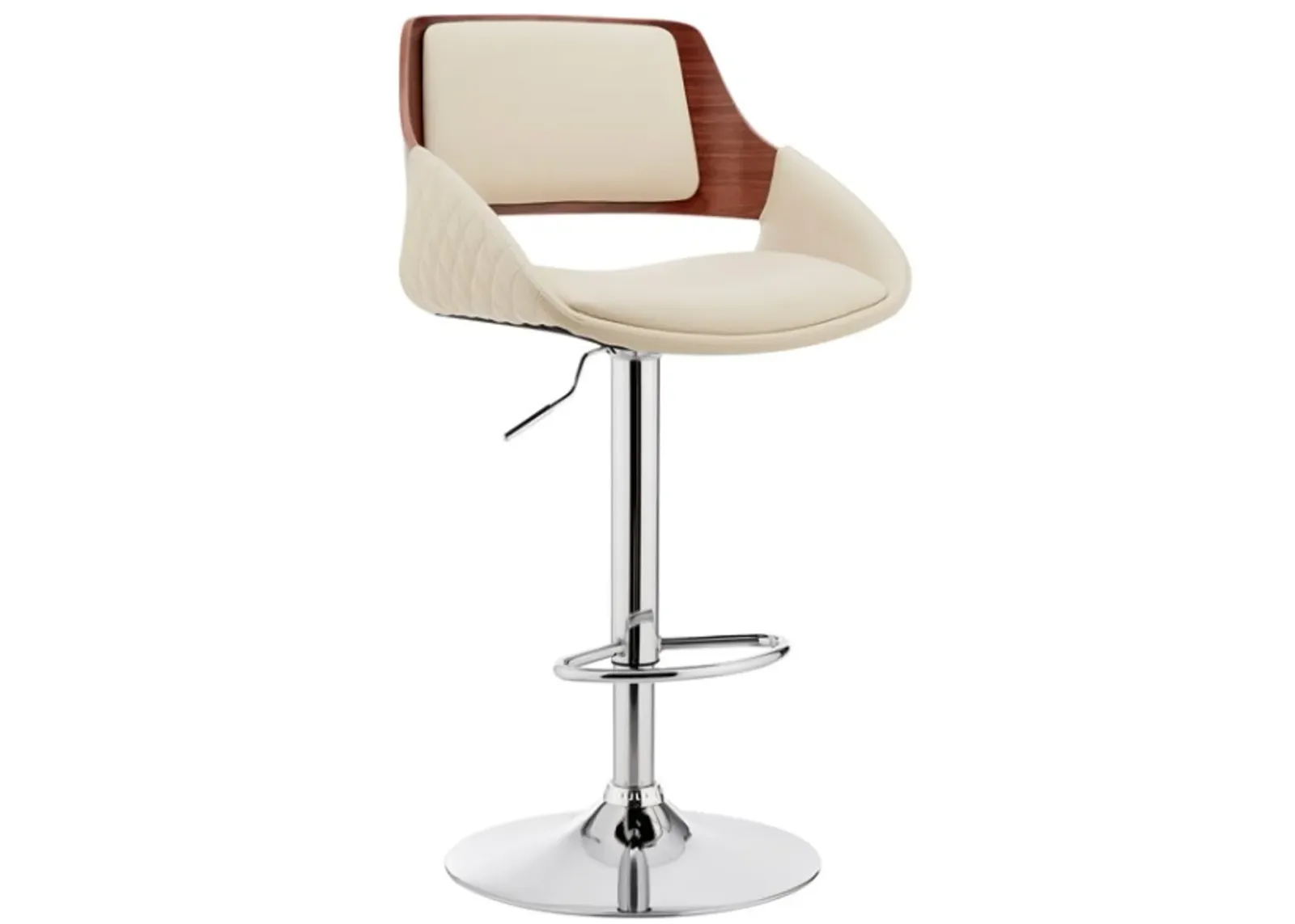 Armen Living Colby Cream/Chrome Adjustable Bar Stool