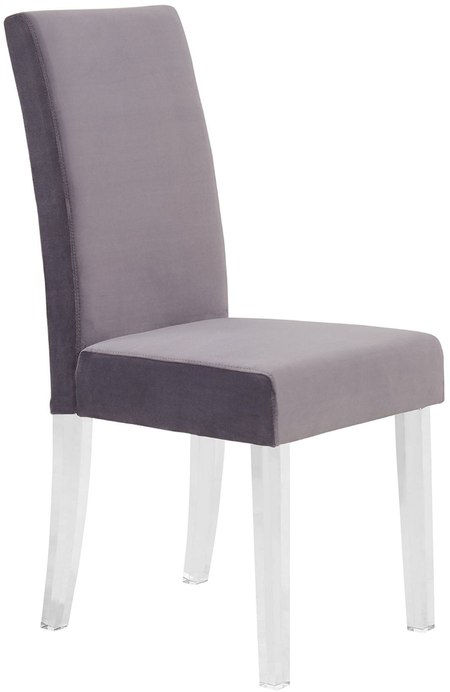 Armen Living Dalia Set of 2 Gray Velvet Dining Chairs