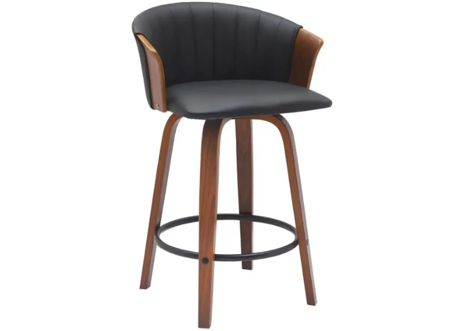 Armen Living Diana Black/Walnut Swivel Counter Stool