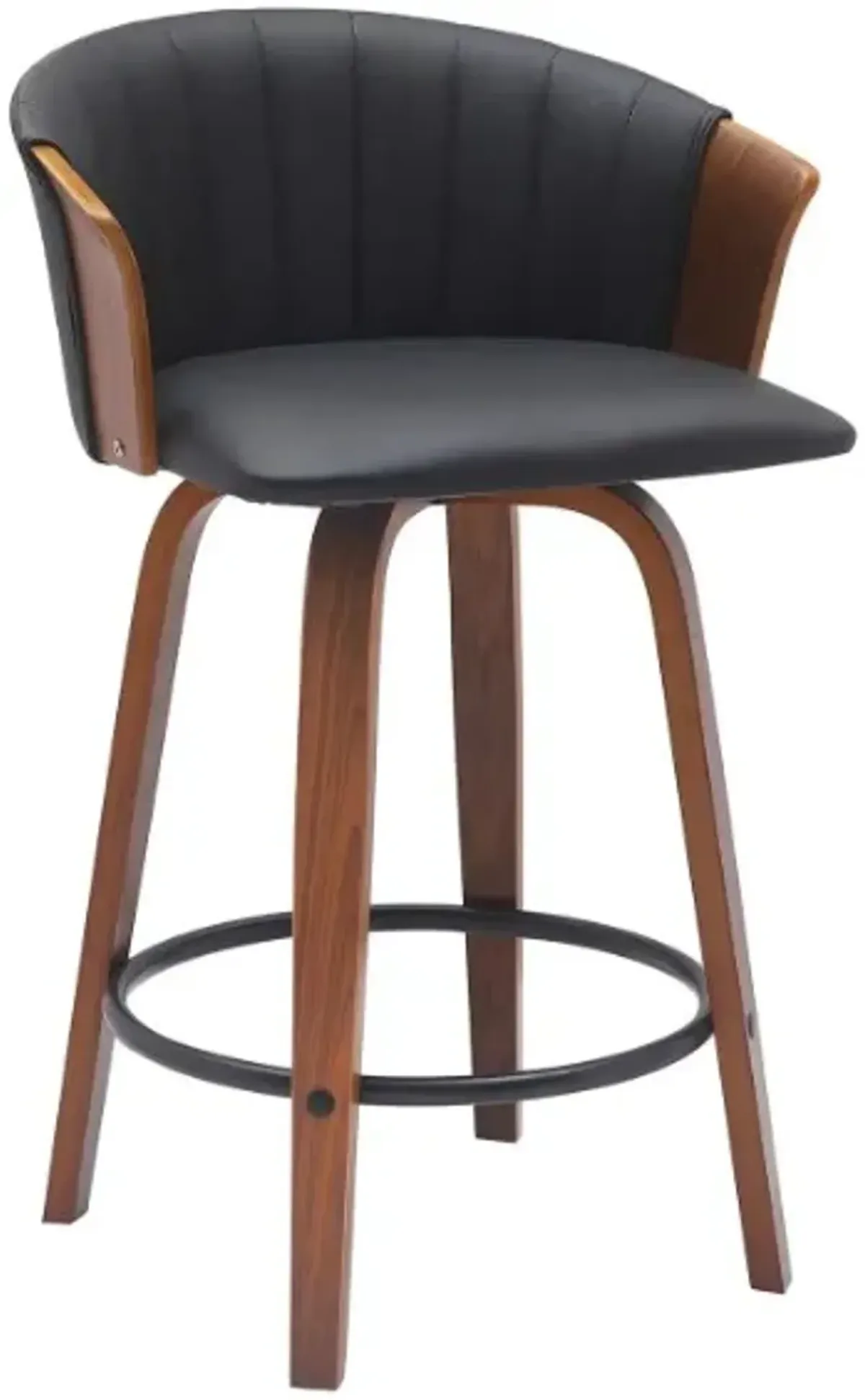 Armen Living Diana Black/Walnut Swivel Counter Stool