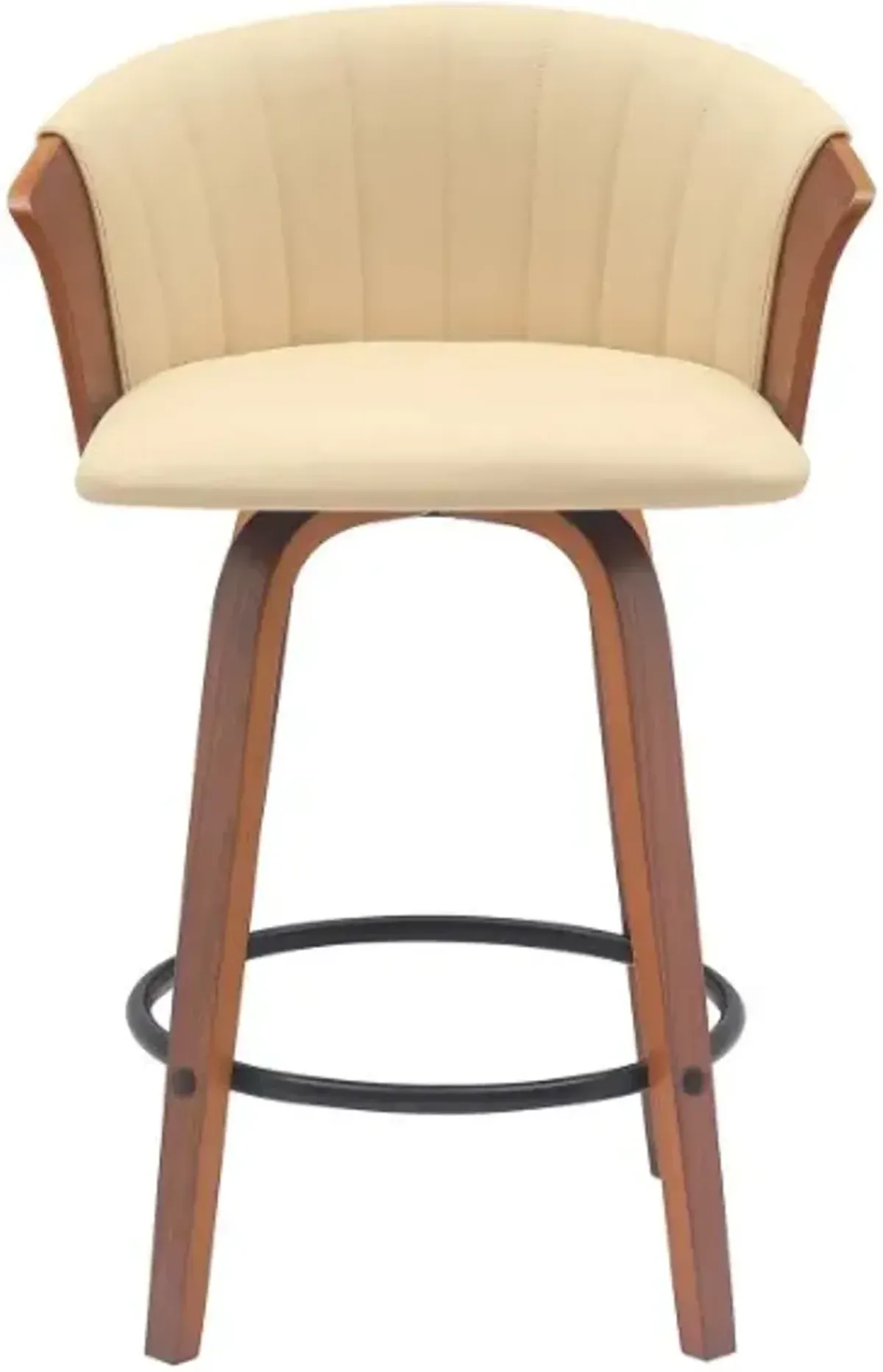 Armen Living Diana Cream/Walnut Swivel Counter Stool